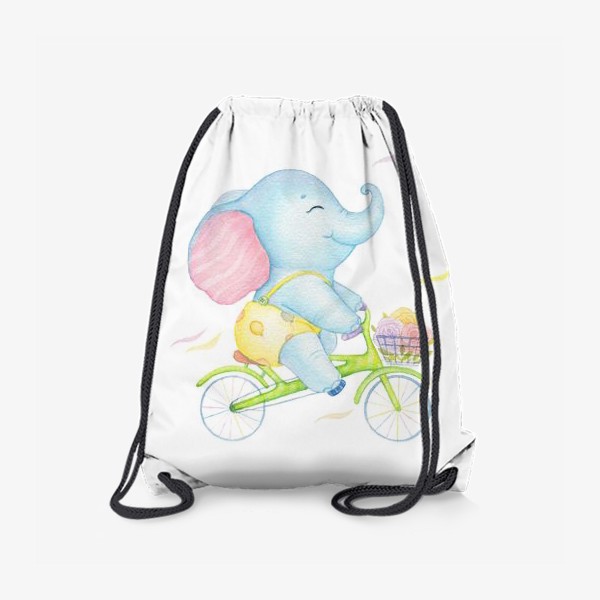 Рюкзак «Слон на велосипеде с цветами»