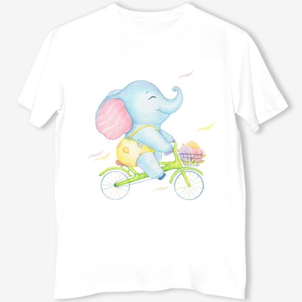 Футболка «Слон на велосипеде с цветами»