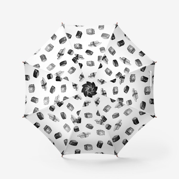 Зонт «Суши. Чёрно-белый паттерн»