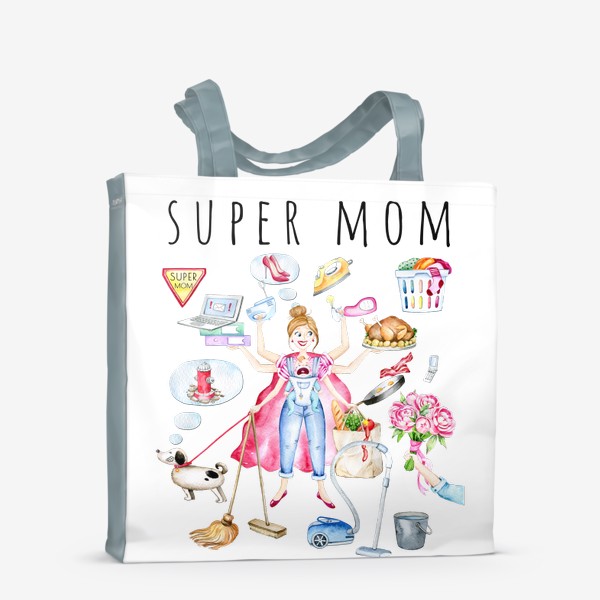 Сумка-шоппер «Подарок для мамы , Super mom, Best mom, Multitasking mom»