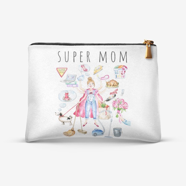 Косметичка «Подарок для мамы , Super mom, Best mom, Multitasking mom»