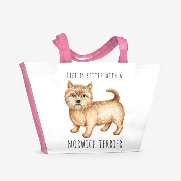 Пляжная сумка «Норвич терьер, смешная собака»
