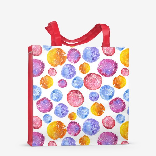 Сумка-шоппер «Акварельный абстрактный паттерн с разноцветными кругами»