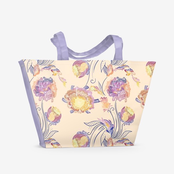 Пляжная сумка «Цветочный паттерн в японском стиле»