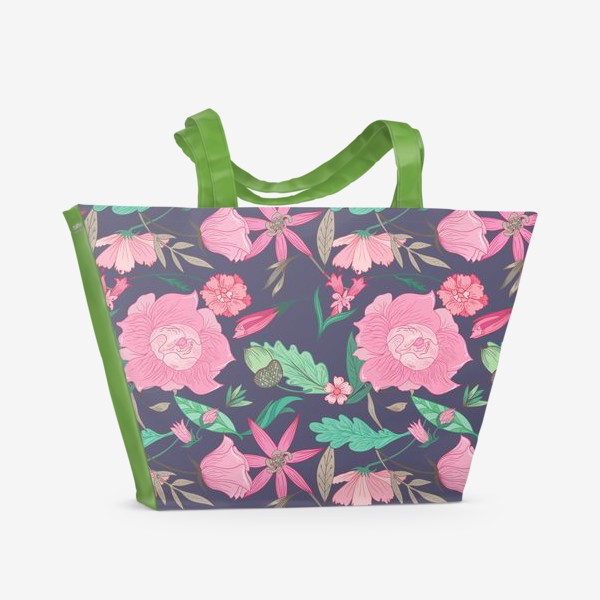 Пляжная сумка «Летний цветочный паттерн в пастельных тонах»