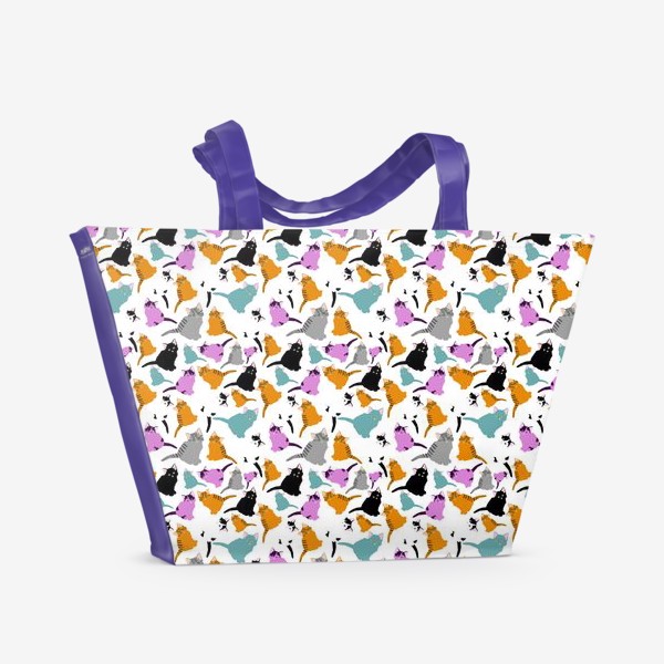 Пляжная сумка «маленькие котята. Узор из разноцветных котов.»