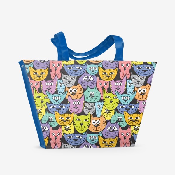 Пляжная сумка «Разноцветные кошки и коты»