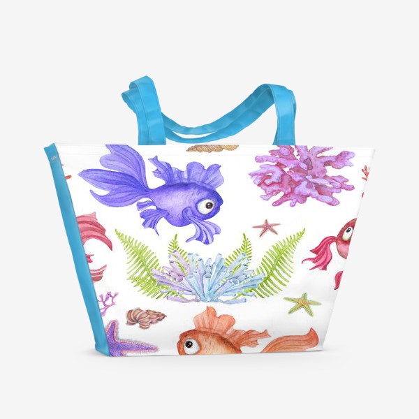 Пляжная сумка «Бесшовный рисунок рыбки»