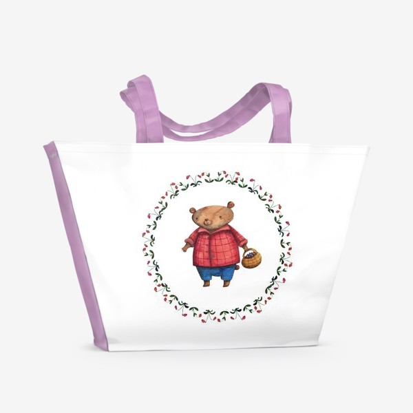 Пляжная сумка &laquo;Мишка и ягоды&raquo;