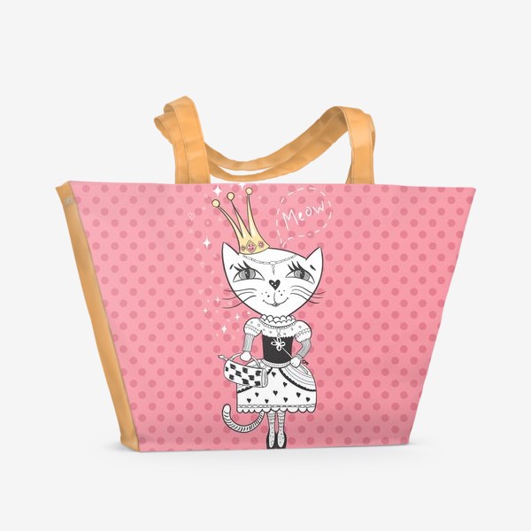 Пляжная сумка «Кошка-принцесса на розовом»