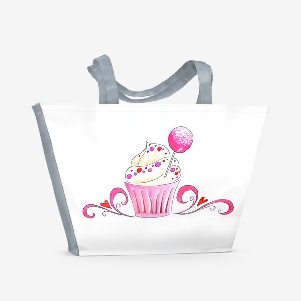 Пляжная сумка «Розовый капкейк»