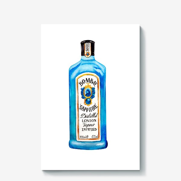 Холст «Синяя бутылка джина Бомбей Сапфир»