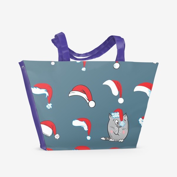 Пляжная сумка «Новогодний кот»