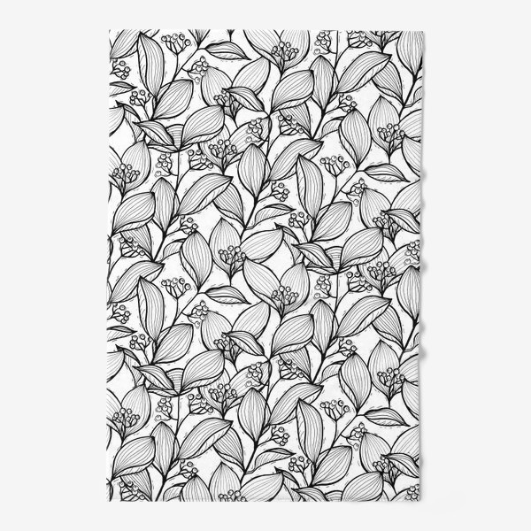 Полотенце «Черно-белые ветки с листьями и ягодами»
