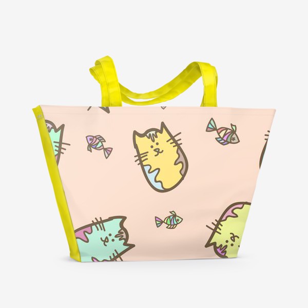 Пляжная сумка «Коты и рыбки»