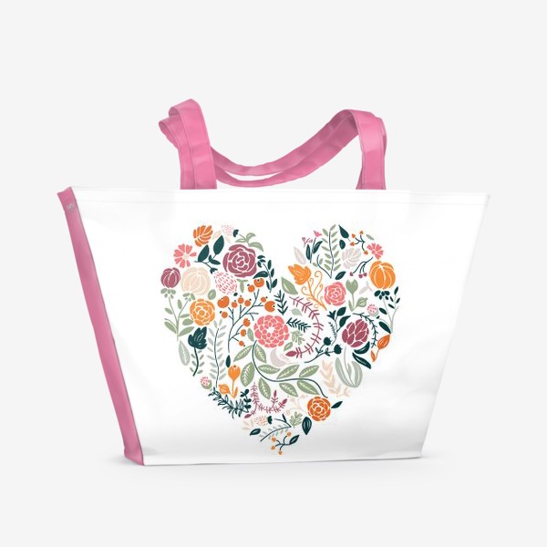 Пляжная сумка «Сердце из цветов»