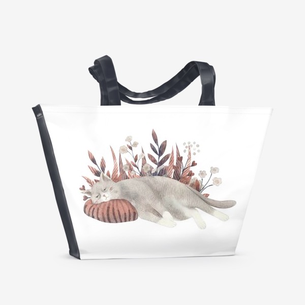 Пляжная сумка «Котик в траве»
