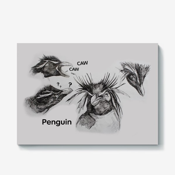 Холст «Милые  пингвины»