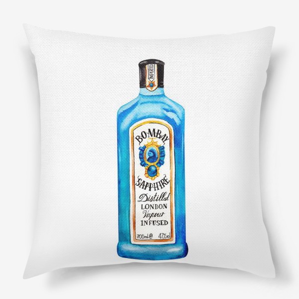 Подушка «Синяя бутылка джина Бомбей Сапфир»