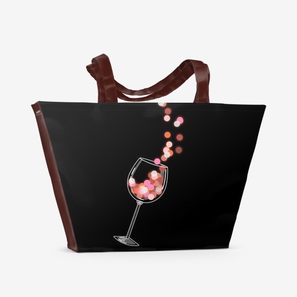 Пляжная сумка «Бокал вина на черном фоне»
