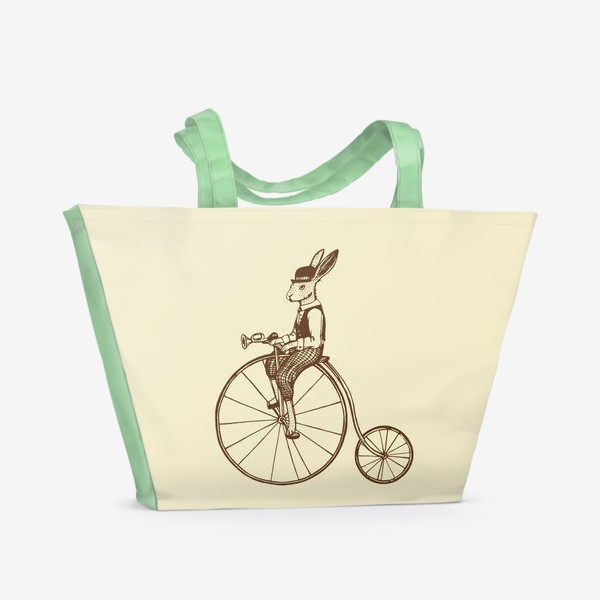 Пляжная сумка «Кролик на велосипеде»