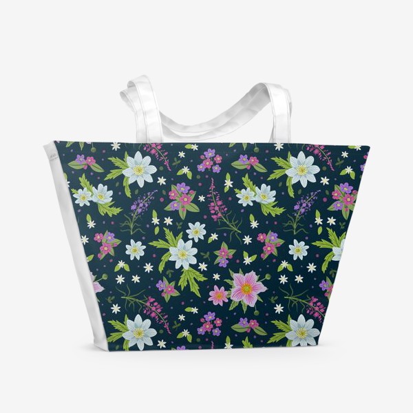 Пляжная сумка «Паттерн лесные цветы»