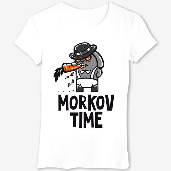 Футболка ««Morkov Time»: отсылка «Заводному апельсину», кролик»
