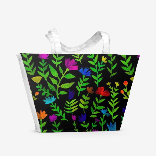 Пляжная сумка «Паттерн с яркими цветами»