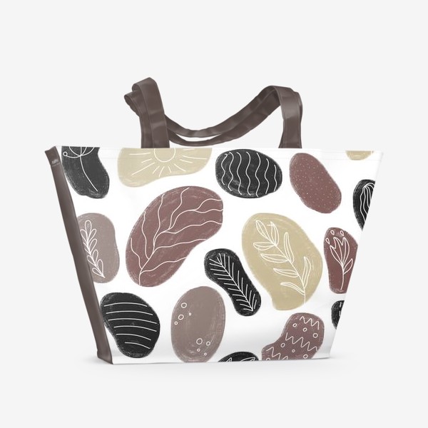 Пляжная сумка «Морская галька.  Морской паттерн с растительным орнаментом. Бохо, богемский стиль. »