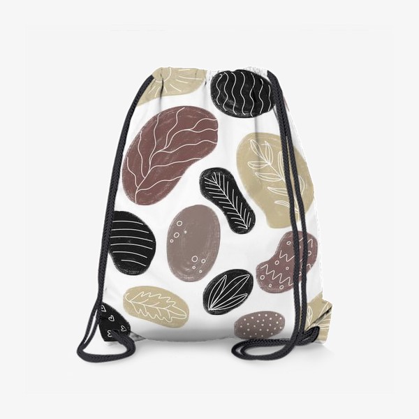 Рюкзак «Морская галька.  Морской паттерн с растительным орнаментом. Бохо, богемский стиль. »