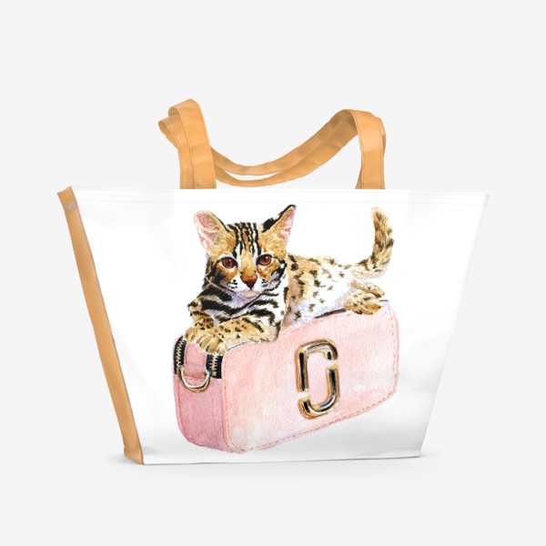 Пляжная сумка «Котенок тойгер на модной сумне лежит»