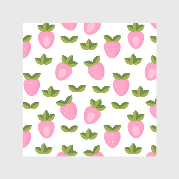 Скатерть «Розовые ягоды клубники с листиками. Летний принт»