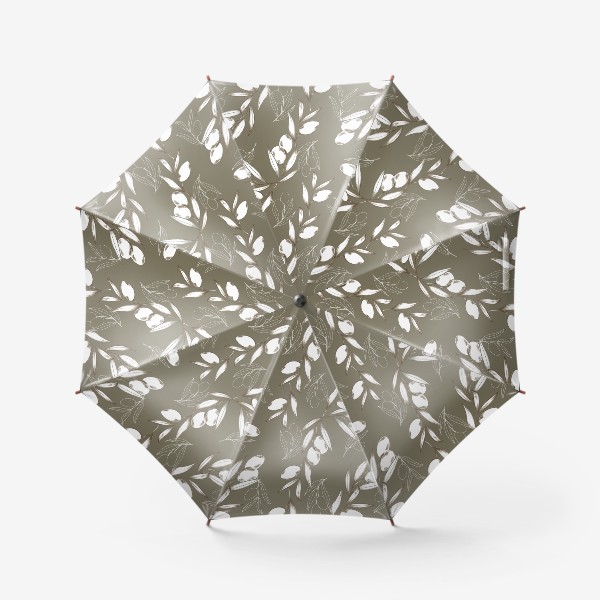 Зонт «Ветвь оливы паттерн на теплом сером»