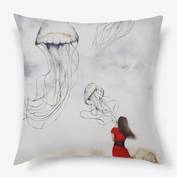 Подушка «Девушка и медузы»