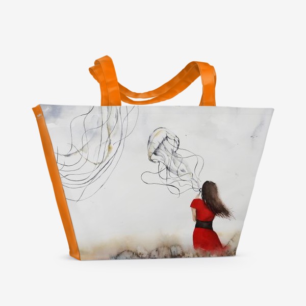 Пляжная сумка &laquo;Девушка и медузы&raquo;