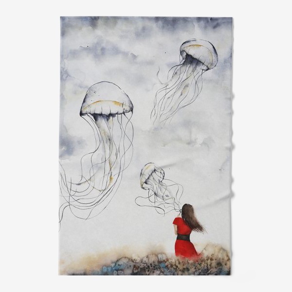 Полотенце «Девушка и медузы»