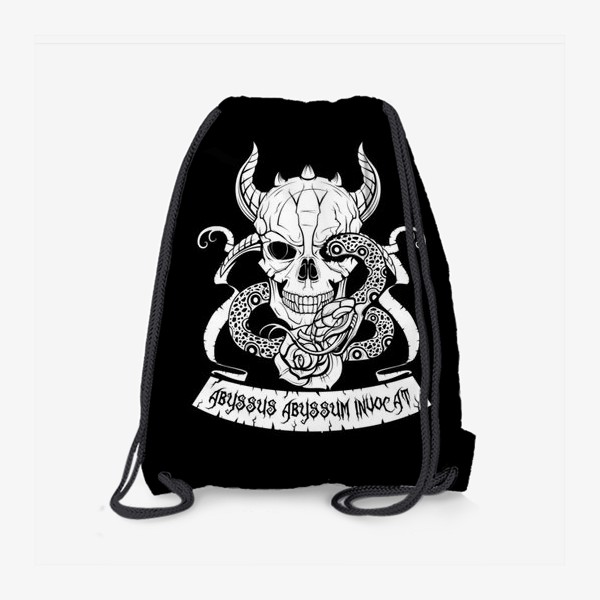 Рюкзак ««Зов бездны»: череп, роза, змея, рок, тату стиль»