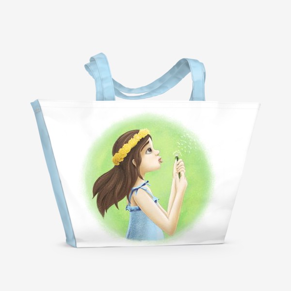 Пляжная сумка «Девочка с одуванчиками»