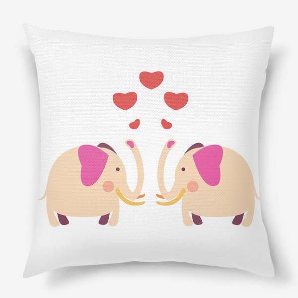 Подушка «Слоны с сердечками»