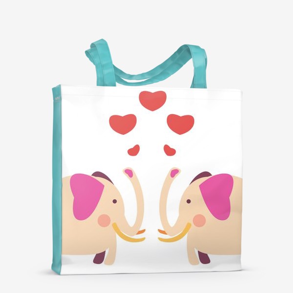 Сумка-шоппер «Слоны с сердечками»