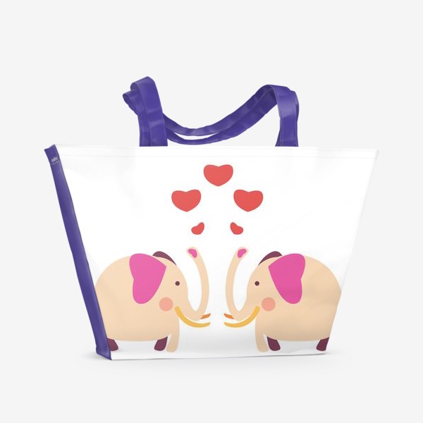 Пляжная сумка «Слоны с сердечками»