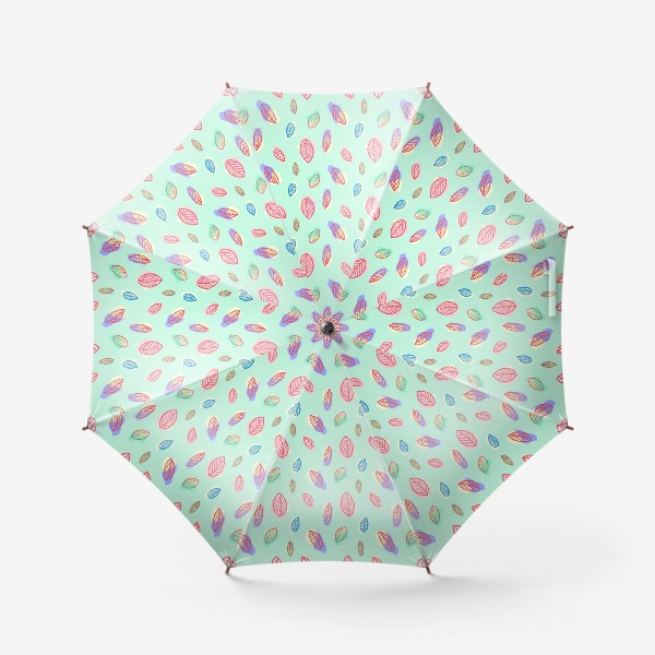 Зонт «Нежный узор листьев на светло-голубом фоне»