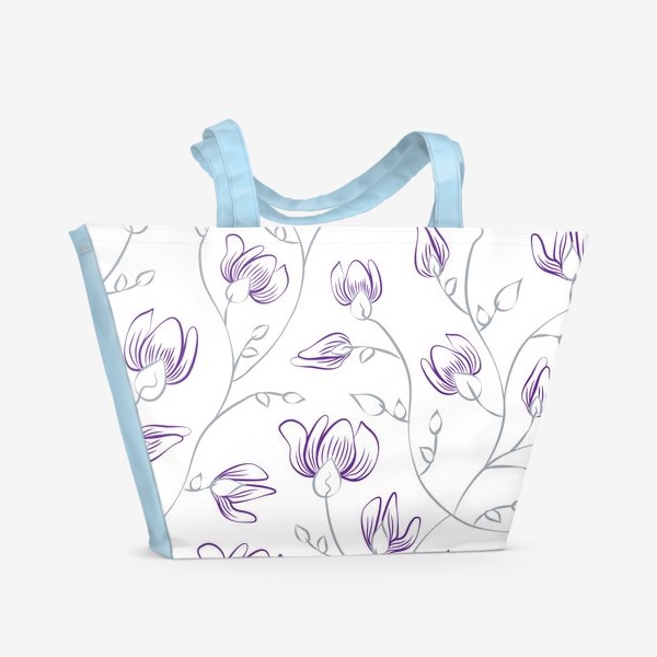 Пляжная сумка &laquo;Бесшовный фон с цветами&raquo;