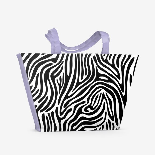 Пляжная сумка «Текстура шерсти зебры, бесшовный фон»
