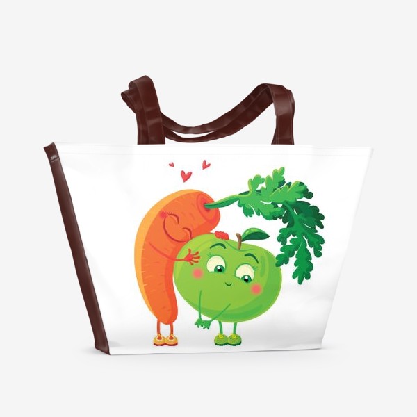Пляжная сумка «Морковка влюблённая в яблоко»
