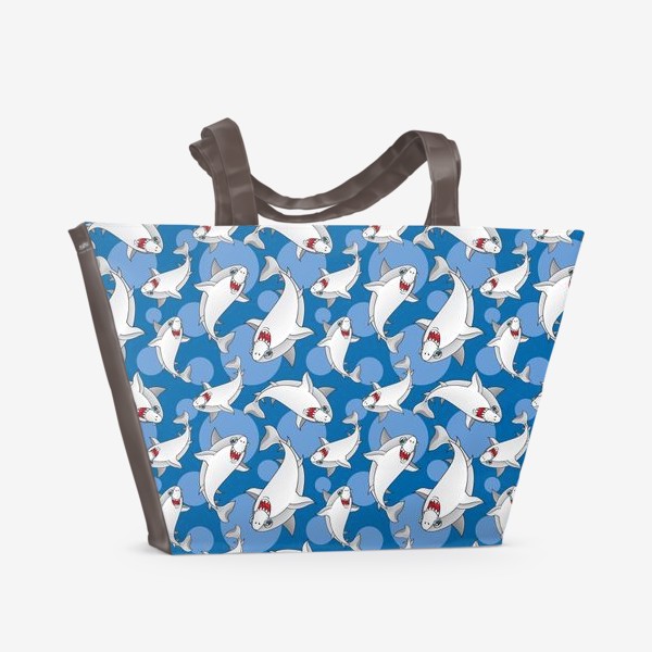 Пляжная сумка «Бесшовный фон с акулами»