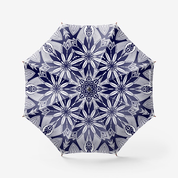 Зонт «Орнамент с абстрактными листьями. Квадратный узор. Мандала»