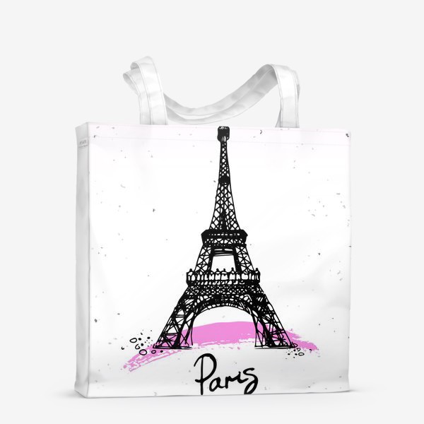 Сумка-шоппер «Рисунок Эйфелевой башни в черном цвете с надписью Париж»