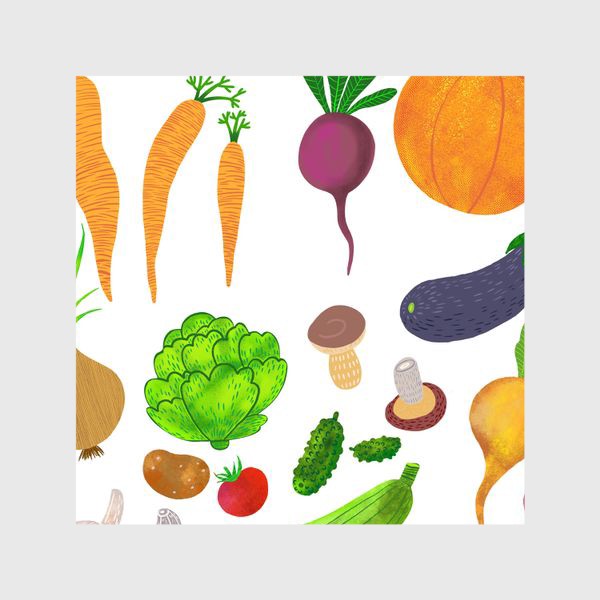 Шторы «Овощи на белом фоне»