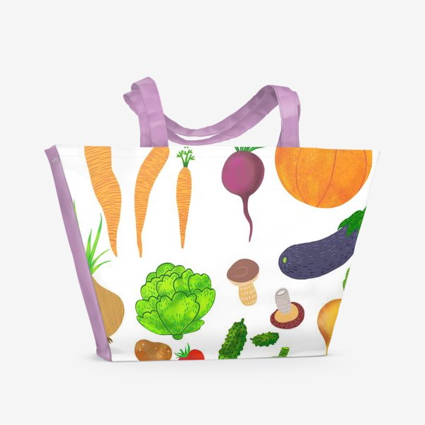 Пляжная сумка «Овощи на белом фоне»